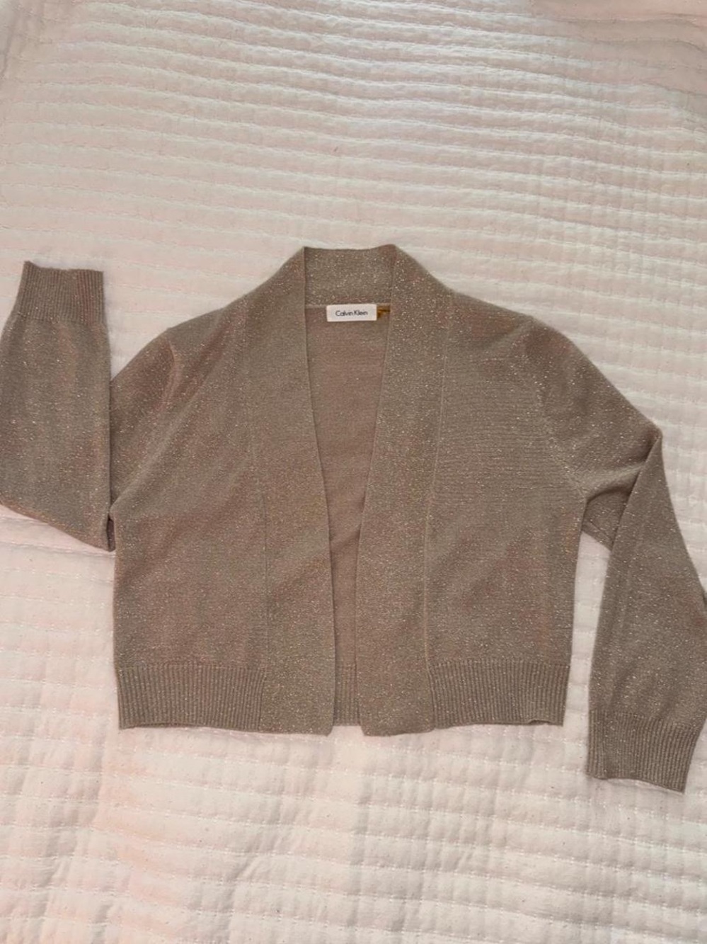 Calvin Klein champagne gold cropped cardigan- Size S